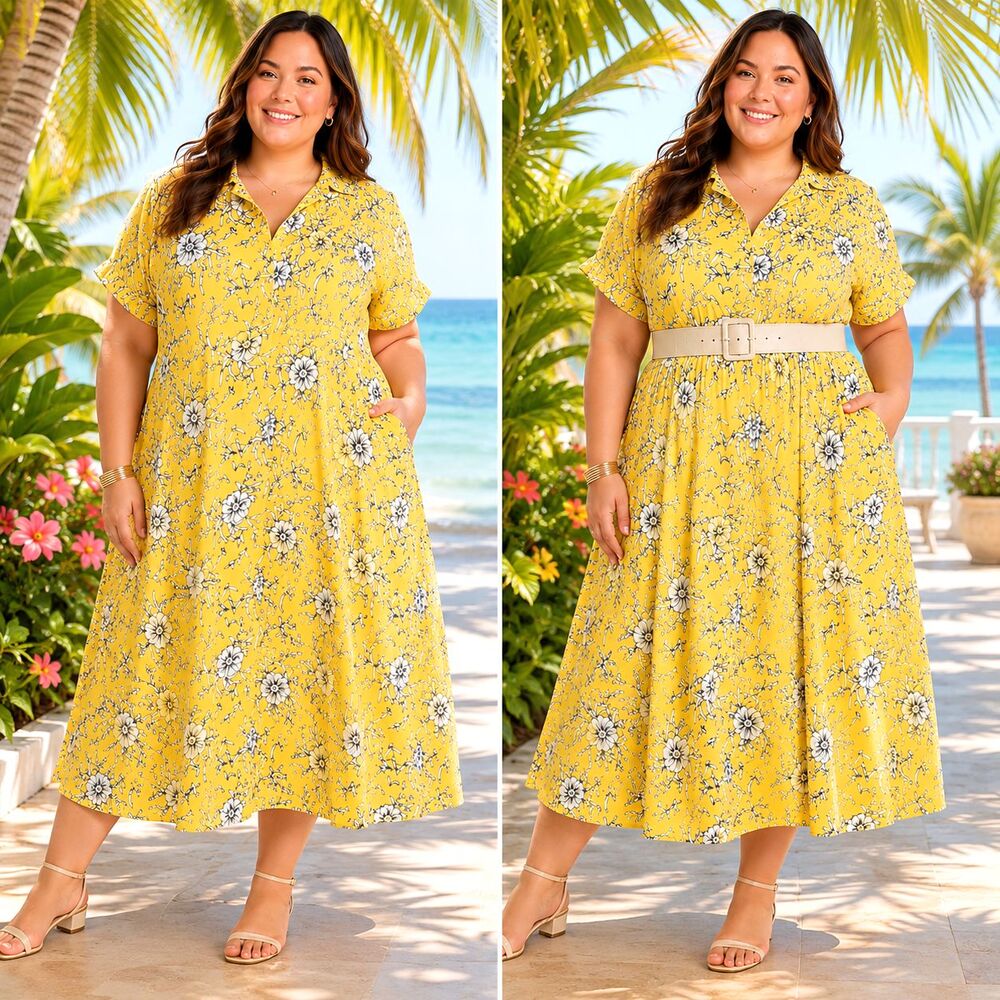 Torrid Belle Isle Floral Maxi Dress 2X Yellow Popover Pocket Dolman Toile Resort